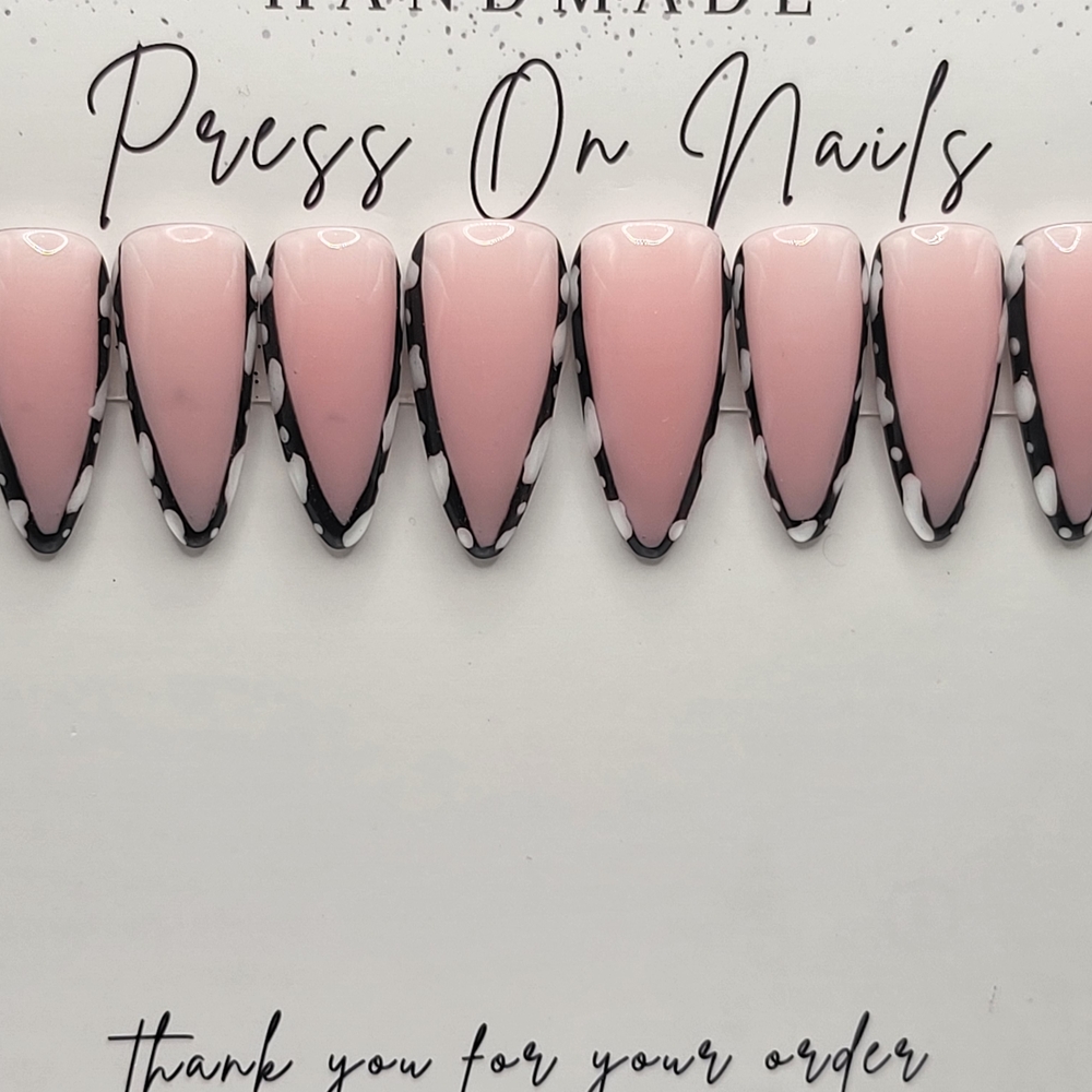 Nude and Black Stiletto Press On Nails SIZE LARGE